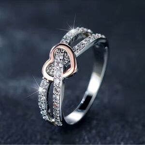 Heart  Ring with zircon Stones size 6